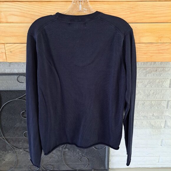 Banana Republic Women's Small Navy Blue Silk Cotton Pullover Sweater Rolled Rem - Picture 5 of 7